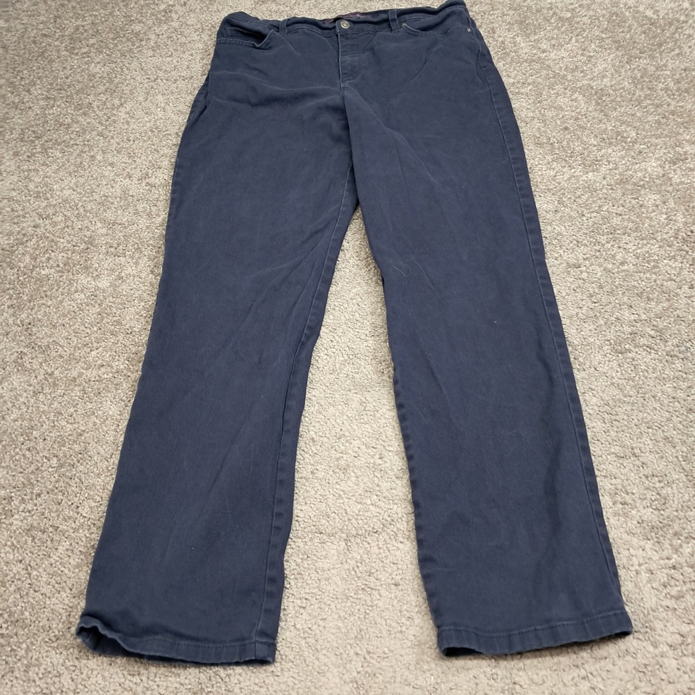Gloria Vanderbilt Amanda Navy Blue Straight Leg Stretch Pants Women Size 12